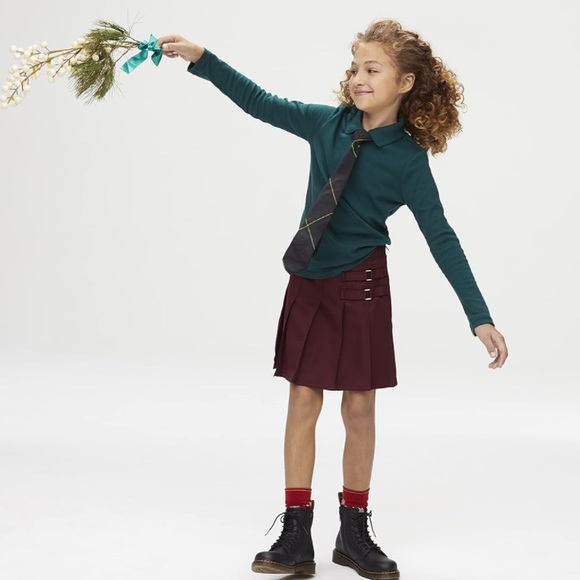 NWOT Girls French Toast Burgundy Pleated Two Tab Skort Uniform Size 16.5 - Picture 6 of 12